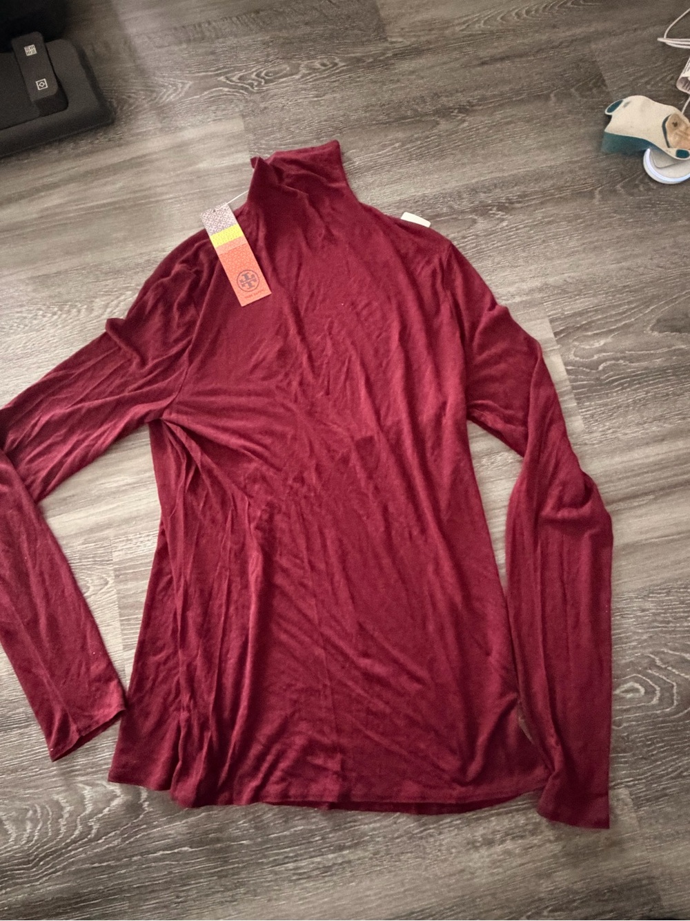 Tory Burch Burgundy Long Sleeve Turtleneck Top brand new with tags